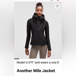 Lululemon Another Mile Jacket Black Size 4 LW4BT6S